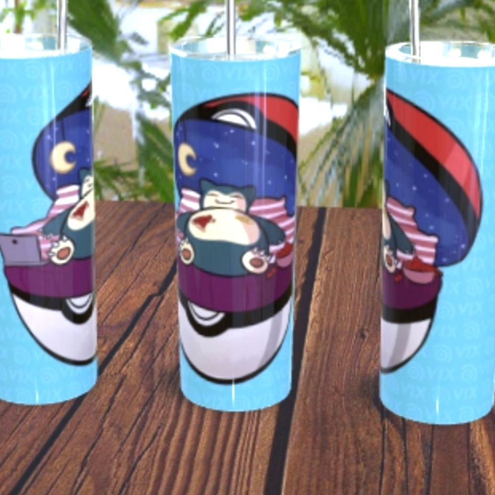 Blue Tumbler snorlax with Cartoon Design